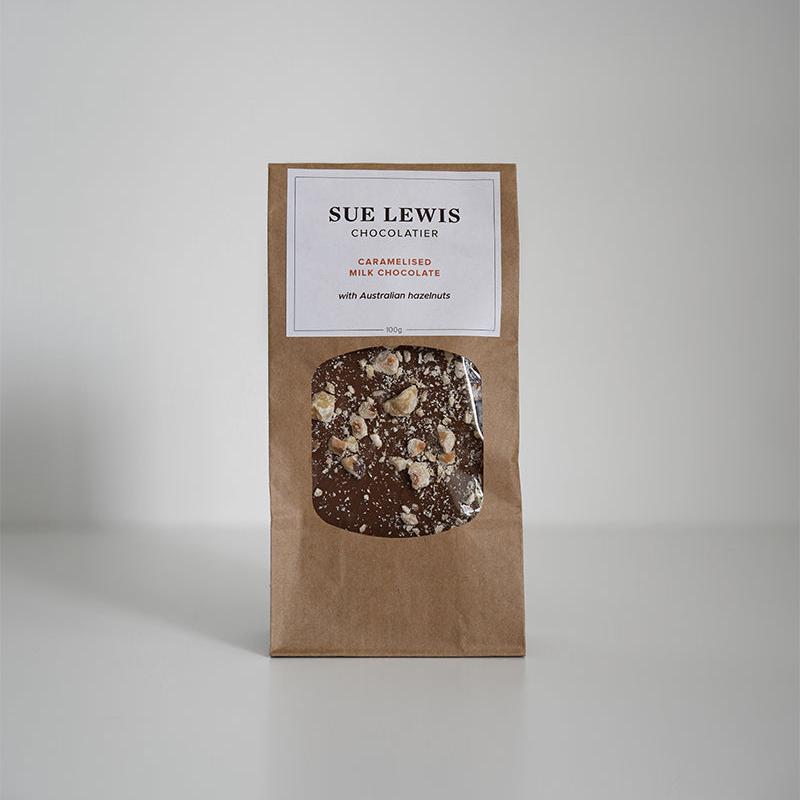 Sue Lewis Milk Chocolate with Australian Hazelnuts 100g